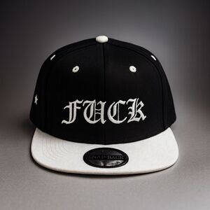 New Old English Text Snapback Hat Black And White Low Bill Blackstar Denim Brand